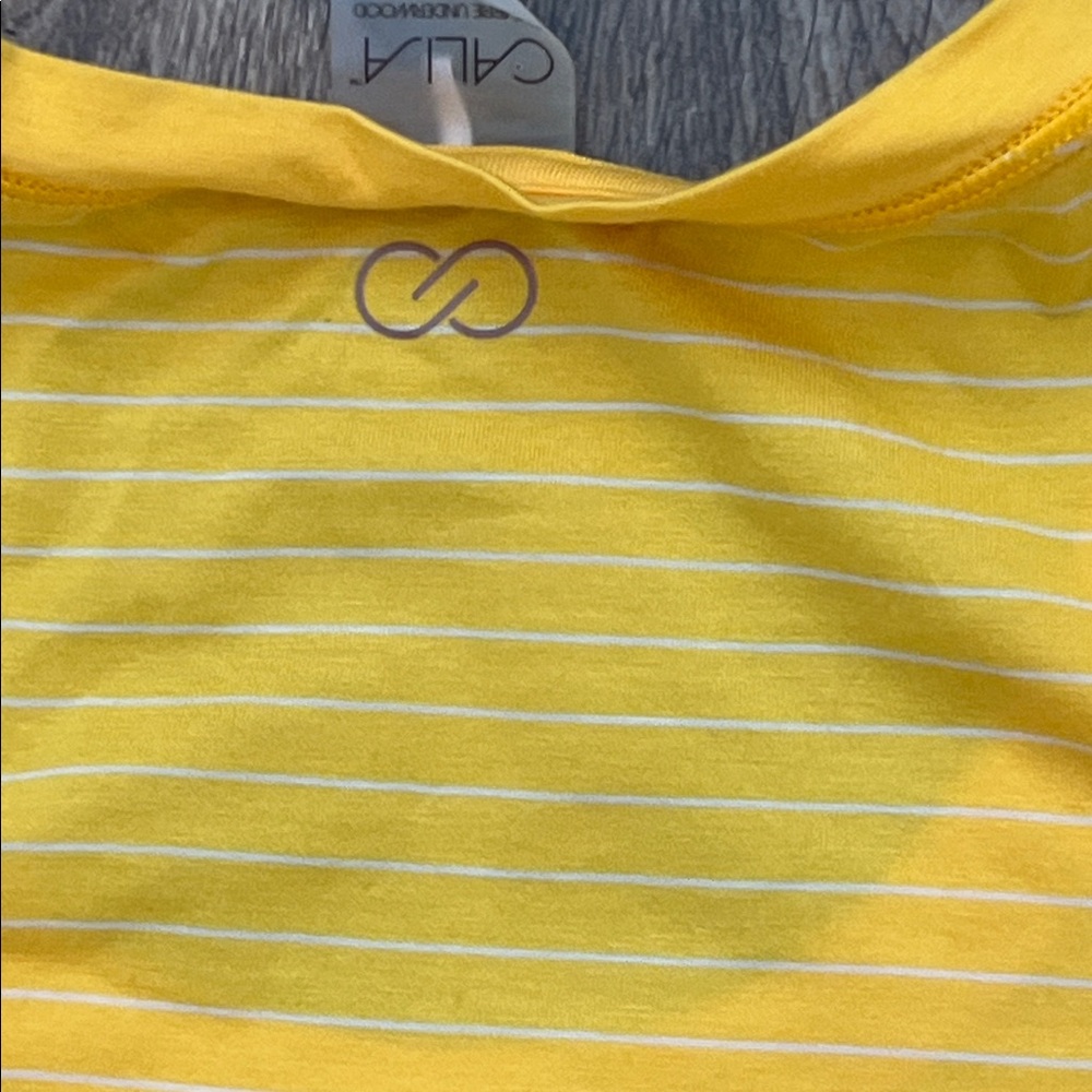 NEW CALIA by Carrie Underwood Yellow Striped Short Sleeve Tee - Picture 8 of 8
